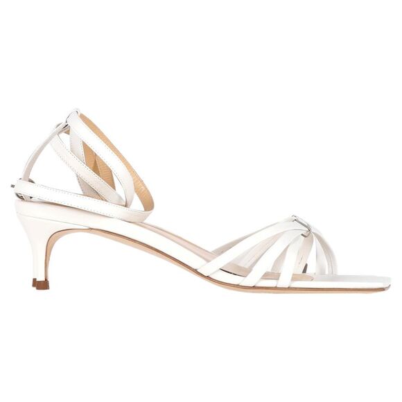 By Far Kaia Kitten Strapped Heels in White Leather